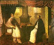 Francisco de Zurbaran st. bruno in conversation with pope urban Sweden oil painting artist